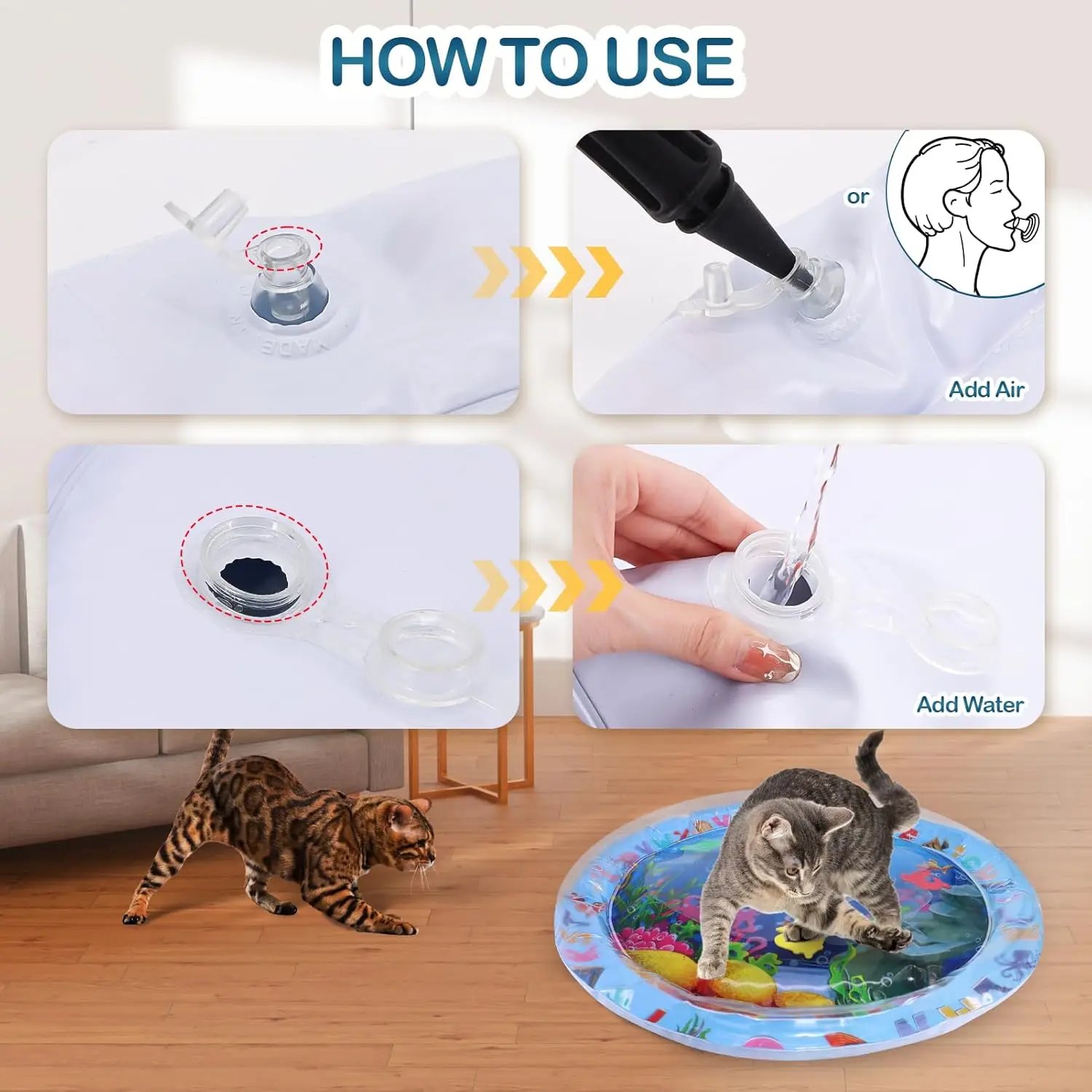 Wassersensorische Spielmatte Für Haustiere Für Katzen Und Hunde, Verdicktes Kühlpad, Interaktives Selbstspielspielzeug Für Haustiere, Sommer-Indoor-Aktivität Wassersensorische Spielmatte Für Haustiere Für Katzen Und Hunde, Verdicktes Kühlpad, Interaktives Selbstspielspielzeug Für Haustiere, Sommer-Indoor-Aktivität - Image 5