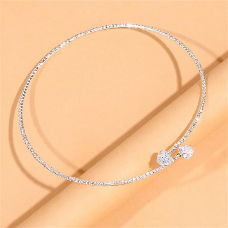 Koreanische Mode Strass Herz Kragen Choker Halskette Für Frauen Einfache Offene Kragen Halskette Drehmomente Schmuck Zubehör Koreanische Mode Strass Herz Kragen Choker Halskette Für Frauen Einfache Offene Kragen Halskette Drehmomente Schmuck Zubehör - Image 5