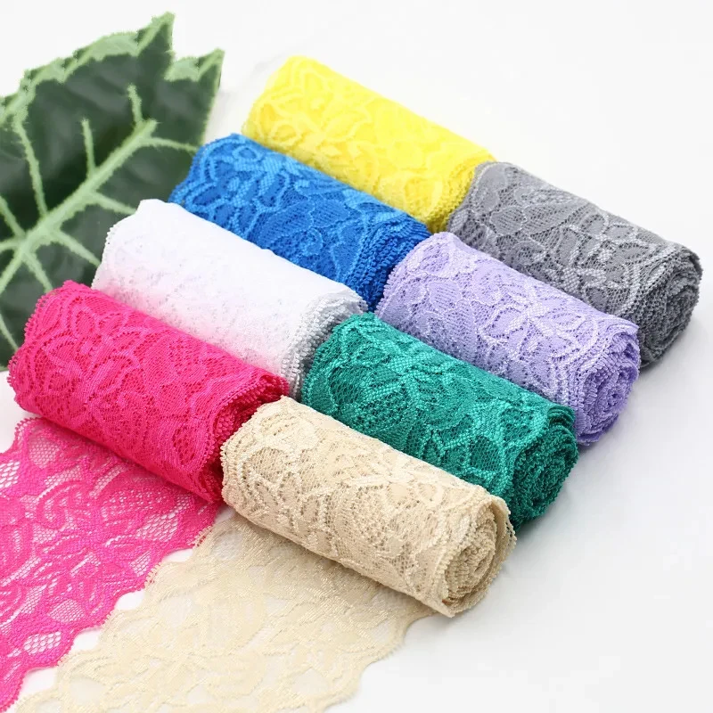 8Cm Spandex-Spitze Elastisches Bastelband Weiß Schwarz Stretch-Spitzenborte Strickmaterial Diy Bekleidungszubehör 8Cm Spandex-Spitze Elastisches Bastelband Weiß Schwarz Stretch-Spitzenborte Strickmaterial Diy Bekleidungszubehör - Image 2