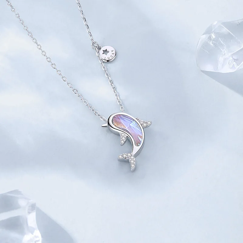 Mode Echt 925 Sterling Silber Schöne Delphin Anhänger Frauen Halskette Zubehör Party Hochzeit Geburtstag Jahrestag Geschenk Mode Echt 925 Sterling Silber Schöne Delphin Anhänger Frauen Halskette Zubehör Party Hochzeit Geburtstag Jahrestag Geschenk - Image 3