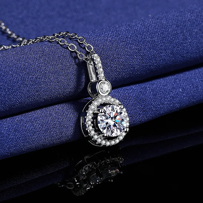 Halskette Für Damen Aus Sterlingsilber S925 Mit Weißvergoldetem Labor-Diamantschmuck, Hochzeitsanhänger, Zircom Halskette Für Damen Aus Sterlingsilber S925 Mit Weißvergoldetem Labor-Diamantschmuck, Hochzeitsanhänger, Zircom - Image 4