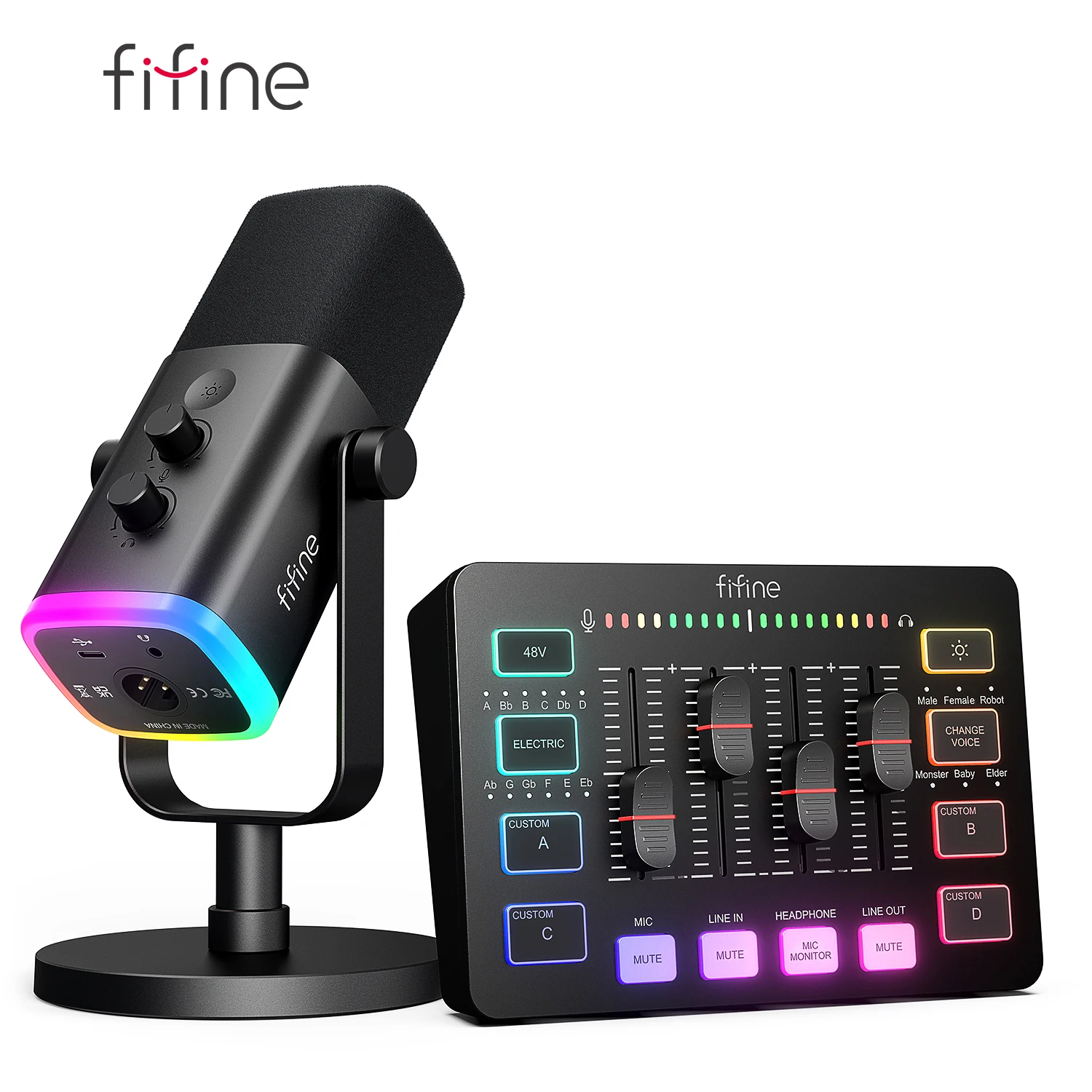 Fifine Ampligame Ks5 Podcast-Kit Mit Rgb-Audiomischer &Amp; Dynamischem Mikrofon – Streaming-Studio-Set Für Pc, Gaming &Amp; Aufnahmen Fifine Ampligame Ks5 Podcast-Kit Mit Rgb-Audiomischer &Amp; Dynamischem Mikrofon – Streaming-Studio-Set Für Pc, Gaming &Amp; Aufnahmen - Image 8