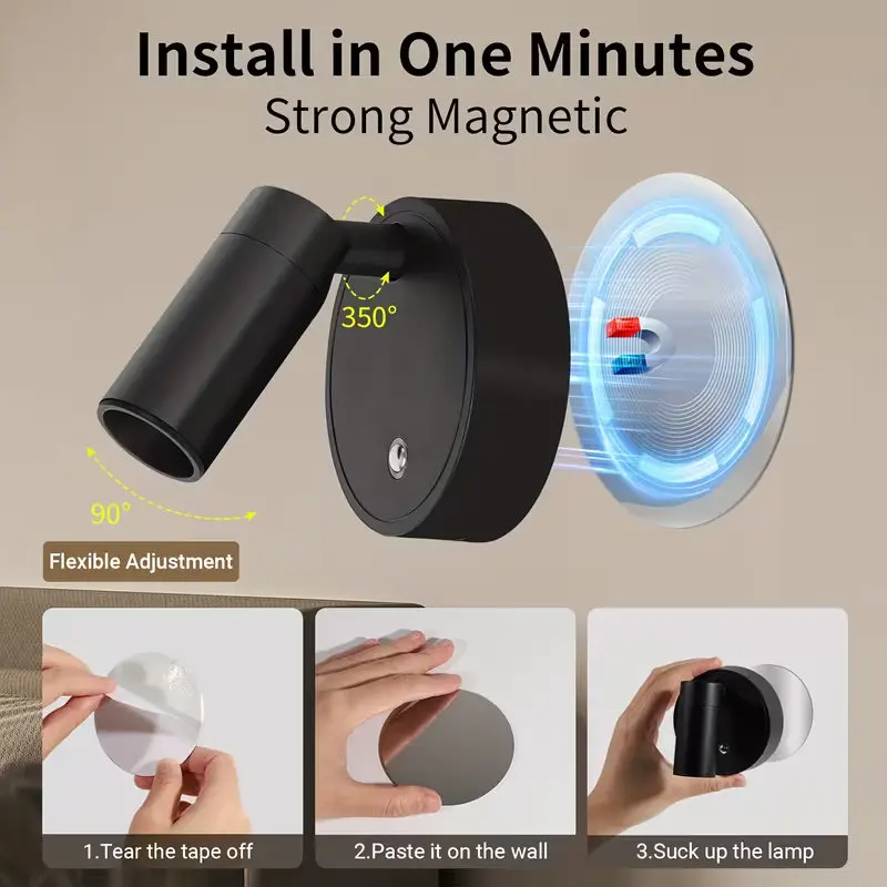 Wiederaufladbare Kabellose Magnetische Intelligente Nachtleuchte Einstellbare Farbe Wandlampe Geeignet Für Schlafzimmer Schrank Dekorationsbeleuchtung Innenbereich Wiederaufladbare Kabellose Magnetische Intelligente Nachtleuchte Einstellbare Farbe Wandlampe Geeignet Für Schlafzimmer Schrank Dekorationsbeleuchtung Innenbereich - Image 4