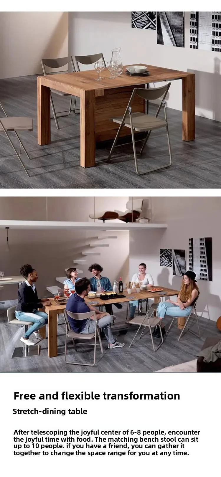 Solid Wood Folding Dining Table, Retractable, Nordic, Rectangular Foldable, Household, Apartment Invisible Dining Customizable Solid Wood Folding Dining Table, Retractable, Nordic, Rectangular Foldable, Household, Apartment Invisible Dining Customizable - Image 29