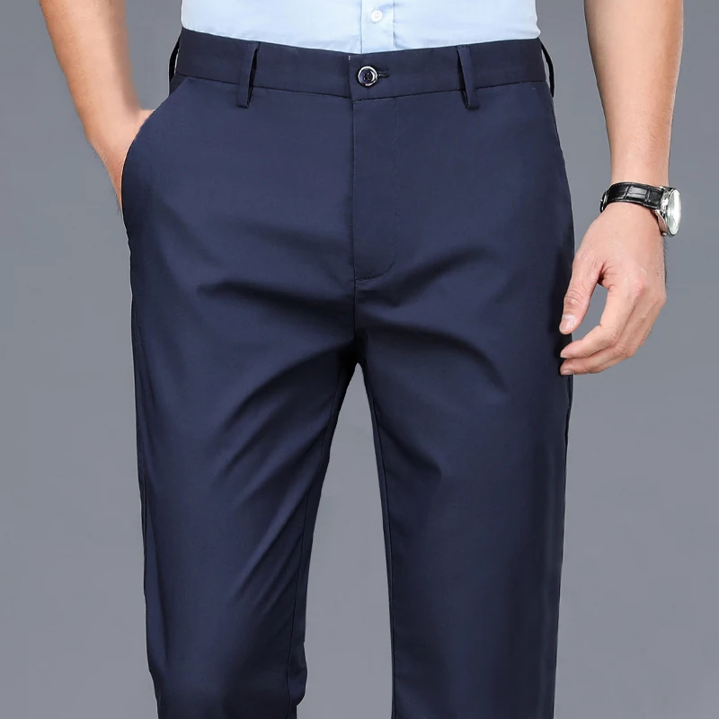 Männliche Hosen Stretch Solid Black Smart Casual Männer Hosen Büro Schnelle Trockene Anzug Hosen Neue Frühling Herbst Koreanische Gerade Hosen Männliche Hosen Stretch Solid Black Smart Casual Männer Hosen Büro Schnelle Trockene Anzug Hosen Neue Frühling Herbst Koreanische Gerade Hosen - Image 10