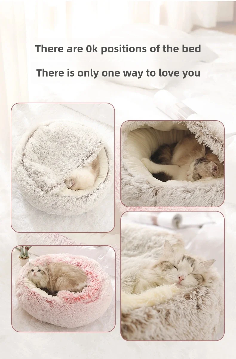 Autumn And Winter Soft Plush Pet Bed And Pet Bed Winter Warm And Cold Plush Comforter Nest Shell Cat Nest Semi-Enclosed Cat Nest Autumn And Winter Soft Plush Pet Bed And Pet Bed Winter Warm And Cold Plush Comforter Nest Shell Cat Nest Semi-Enclosed Cat Nest - Image 4
