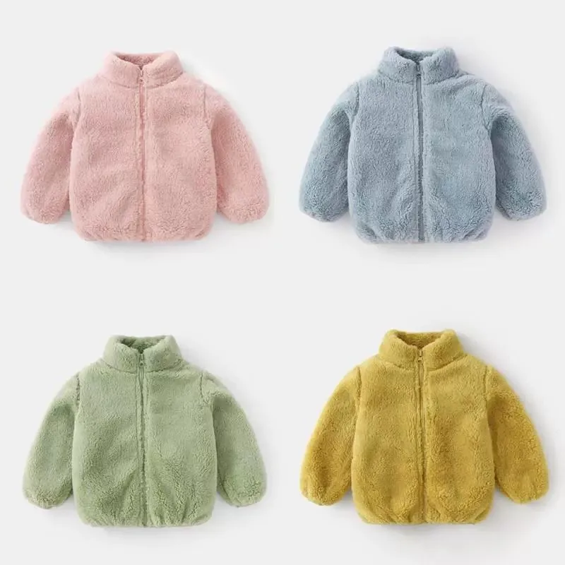 Solid Color Fashion Children Plush Coat Autumn Winter Warm Baby Girl Boy Casual Jacket Greatcoat Kids Clothing Toddler Outerwear Solid Color Fashion Children Plush Coat Autumn Winter Warm Baby Girl Boy Casual Jacket Greatcoat Kids Clothing Toddler Outerwear