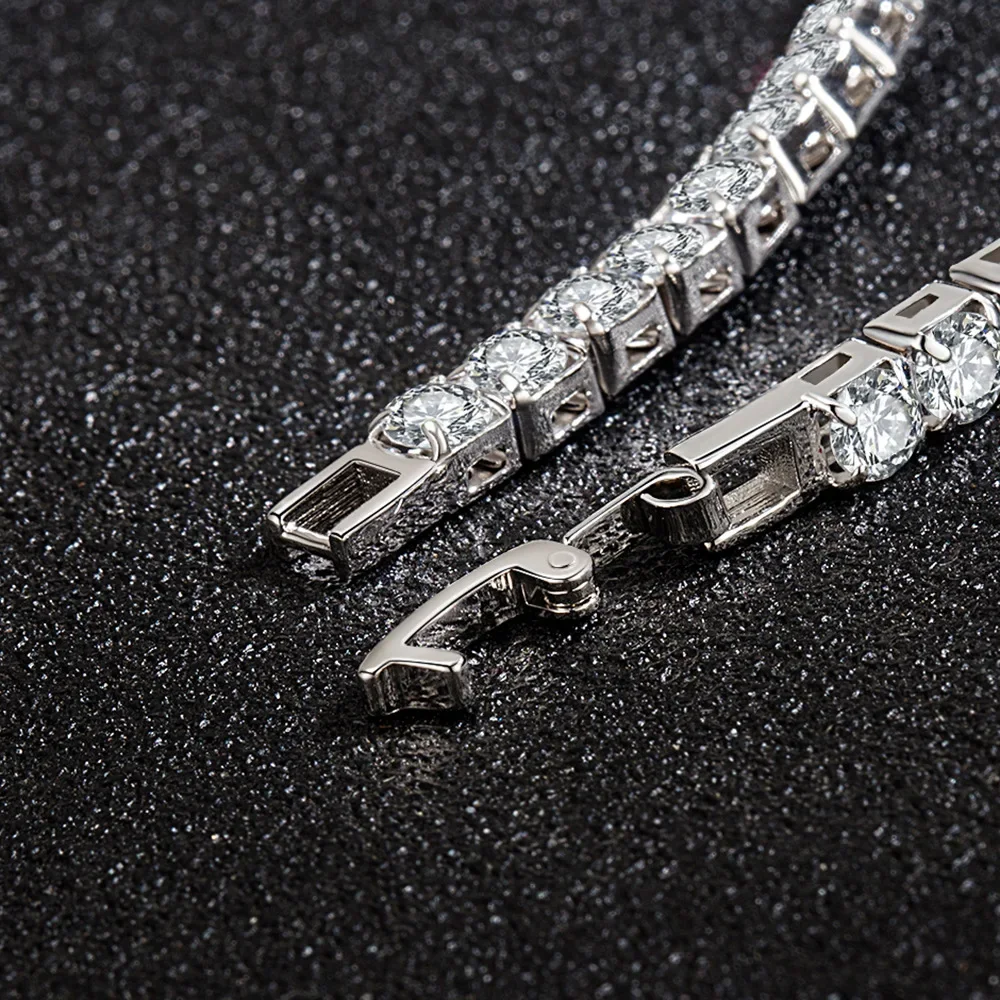S925 Sterling Silber Armband Zirkonia Tennis Ball Frauen Mode Einfache Verlobung Hochzeit Charme Schmuck 4Mm 16-20 Cm S925 Sterling Silber Armband Zirkonia Tennis Ball Frauen Mode Einfache Verlobung Hochzeit Charme Schmuck 4Mm 16-20 Cm - Image 4