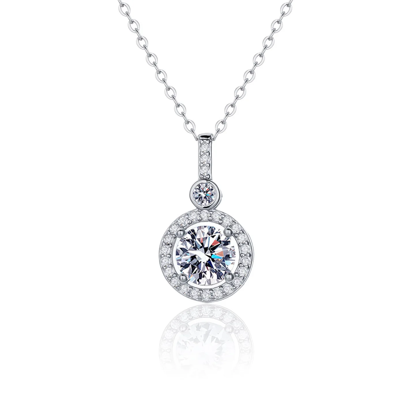 Halskette Für Damen Aus Sterlingsilber S925 Mit Weißvergoldetem Labor-Diamantschmuck, Hochzeitsanhänger, Zircom Halskette Für Damen Aus Sterlingsilber S925 Mit Weißvergoldetem Labor-Diamantschmuck, Hochzeitsanhänger, Zircom - Image 6