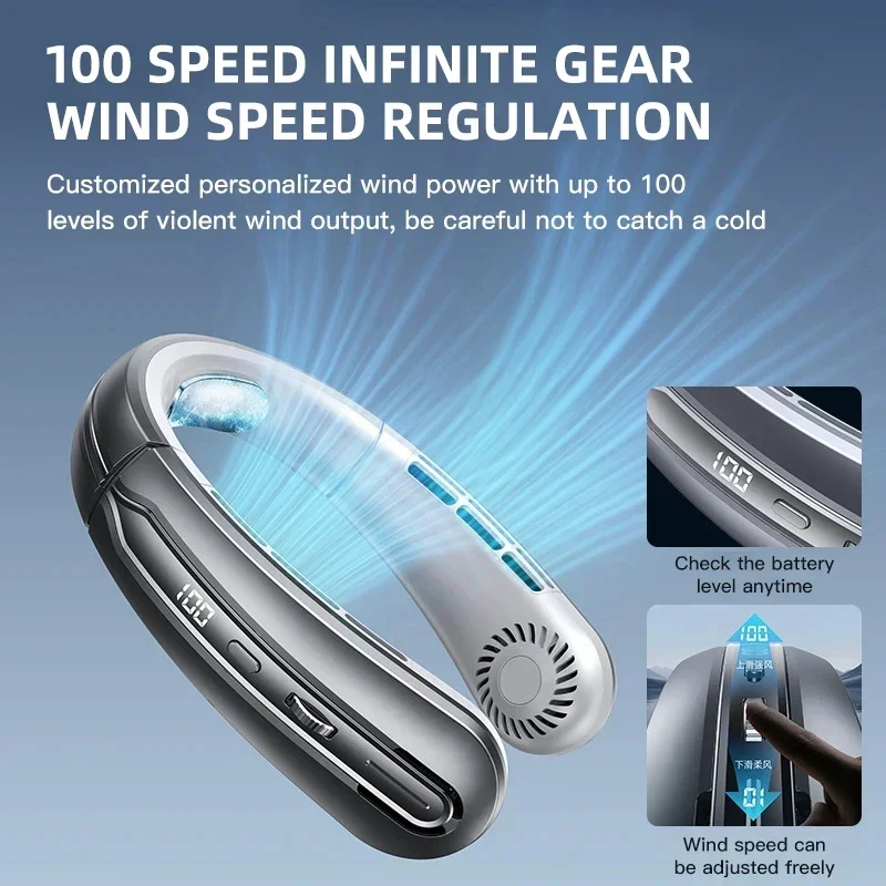 Lenovo 8000Mah Nackenventilator – Usb-Wiederaufladbarer, Leiser, Blattloser Mini-Luftkühler Mit Led-Display Lenovo 8000Mah Nackenventilator – Usb-Wiederaufladbarer, Leiser, Blattloser Mini-Luftkühler Mit Led-Display - Image 6