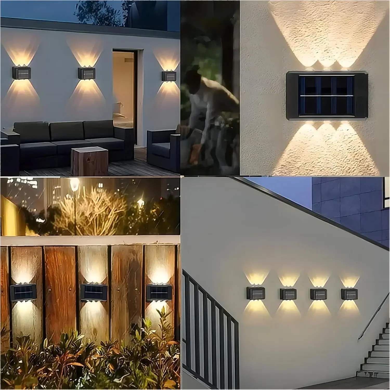 Solar-Led-Leuchte, Wasserdichte Außenwandlampe, Dämmerungssensor-Zaunbeleuchtung Für Garten, Hof, Veranda, Gehweg, Camping-Dekoration Solar-Led-Leuchte, Wasserdichte Außenwandlampe, Dämmerungssensor-Zaunbeleuchtung Für Garten, Hof, Veranda, Gehweg, Camping-Dekoration - Image 3