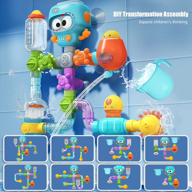 Baby-Badespielzeug Mit Starken Saugnäpfen, Röhren, Spinner, Spritzen, Wasserspielset, Kleinkinder, Kinder, Duschbecken Für 3-Jährige Kinder, Geschenke Baby-Badespielzeug Mit Starken Saugnäpfen, Röhren, Spinner, Spritzen, Wasserspielset, Kleinkinder, Kinder, Duschbecken Für 3-Jährige Kinder, Geschenke - Image 3