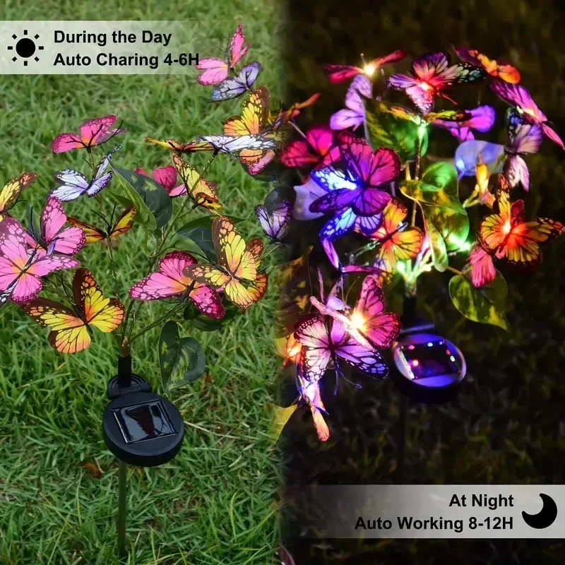 Solar-Led-Schmetterlings-Gartenleuchten, Wasserdicht, Bunt, Für Den Außenbereich, Rasen, Weg, Lampe Für Hof, Terrasse, Festival, Weihnachten, Dachdekoration Solar-Led-Schmetterlings-Gartenleuchten, Wasserdicht, Bunt, Für Den Außenbereich, Rasen, Weg, Lampe Für Hof, Terrasse, Festival, Weihnachten, Dachdekoration - Image 3