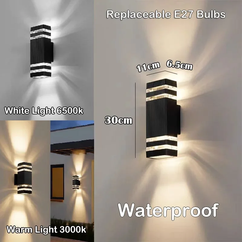 Led-Außenwandleuchten, E27, Nach Oben Und Unten, Außenwandleuchte, Ip65, Wasserdichte Led-Wandleuchte Für Veranda, Haustür, Garten, Wandleuchte Led-Außenwandleuchten, E27, Nach Oben Und Unten, Außenwandleuchte, Ip65, Wasserdichte Led-Wandleuchte Für Veranda, Haustür, Garten, Wandleuchte - Image 10