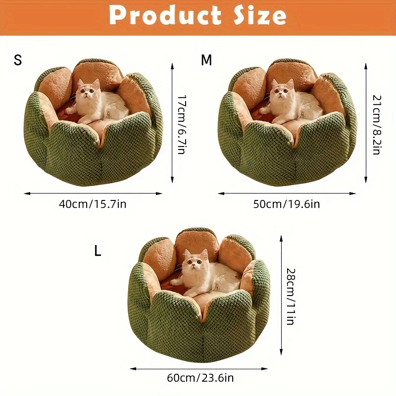 Petal Shaped Pet Bed, Plush Round Dog &Amp; Cat Cushion Mat With Knitted Texture, Ultra Soft Warm Nest For Kittens Puppies In Winter Petal Shaped Pet Bed, Plush Round Dog &Amp; Cat Cushion Mat With Knitted Texture, Ultra Soft Warm Nest For Kittens Puppies In Winter - Image 5