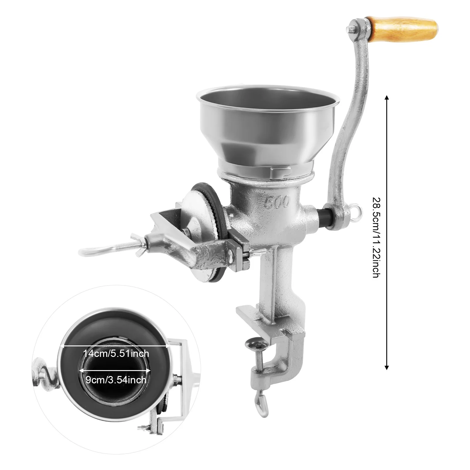 Handbetriebene Manuelle Getreidemühle Aus Manganstahl, C-Typ Tischklemme, Max. 1,1 Lbs Füllkapazität, Grob Bis Fein Mahlen, Arbeitssparend, Langer Griff, Für Weizen, Mais, Bohnen, Nüsse, Hülsenfrüchte, Haushalt, Restaurant, Lebensmittelverarbeitung Handbetriebene Manuelle Getreidemühle Aus Manganstahl, C-Typ Tischklemme, Max. 1,1 Lbs Füllkapazität, Grob Bis Fein Mahlen, Arbeitssparend, Langer Griff, Für Weizen, Mais, Bohnen, Nüsse, Hülsenfrüchte, Haushalt, Restaurant, Lebensmittelverarbeitung - Image 3