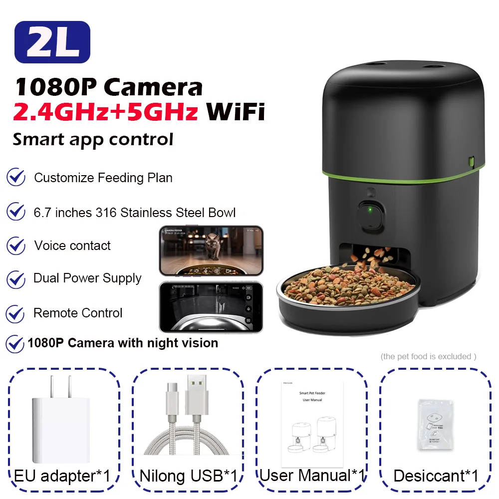 Automatische Katze Feeder Kamera Pet Smart Katze Lebensmittel Kibble Dispenser 2,4G/5Gwifi Tuya App Control Auto Feeder Für Katze Hund Zubehör Automatische Katze Feeder Kamera Pet Smart Katze Lebensmittel Kibble Dispenser 2,4G/5Gwifi Tuya App Control Auto Feeder Für Katze Hund Zubehör - Image 7