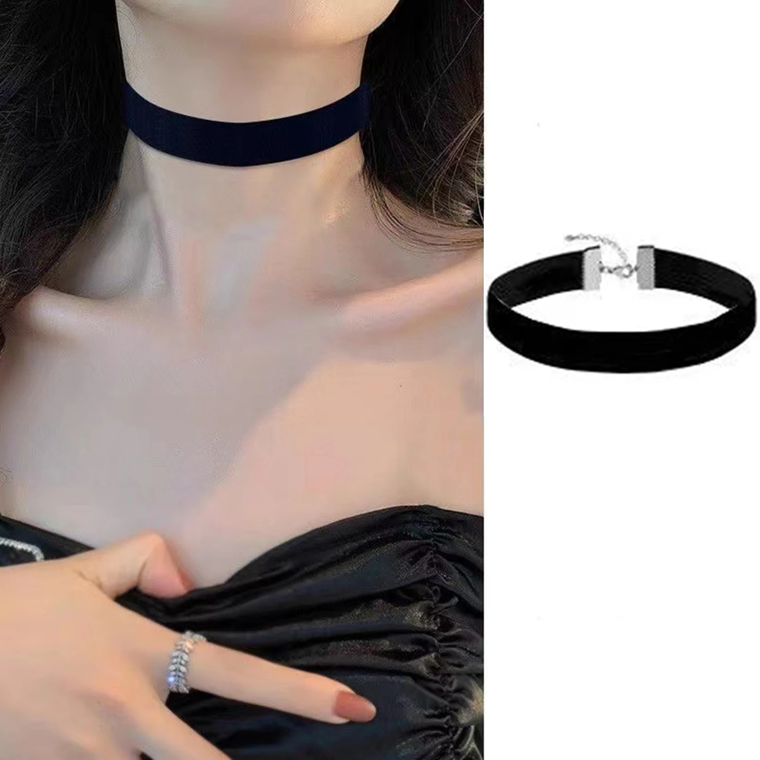Goth Black Velvet Choker Halsketten Gothic Style Seil Frauen Hals Dekoration Choker Schmuck Am Halskragen Für Mädchen Kpop Goth Black Velvet Choker Halsketten Gothic Style Seil Frauen Hals Dekoration Choker Schmuck Am Halskragen Für Mädchen Kpop - Image 2