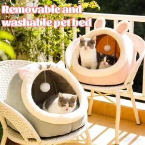 Abnehmbares und Waschbares Haustierbett Katzennest Warmes Tiefschlaf-Komfort-Katzenbett Haustierzelt Gemütliche Höhlenhöhle Kleine Hundematte Weiches Katzenhaus