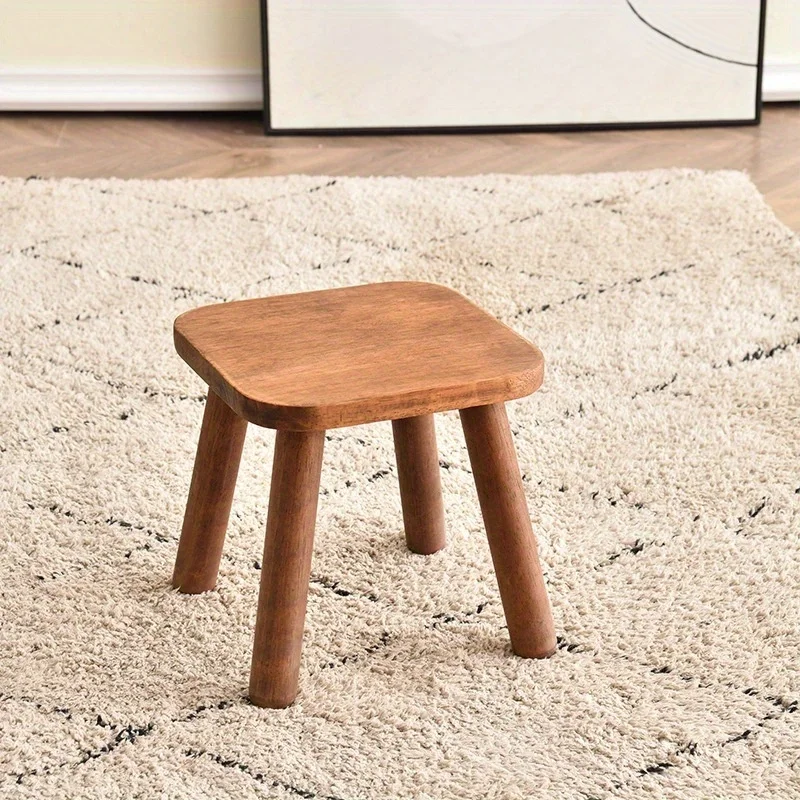 Small Wooden Stool, Well-Balanced, With A Natural Dark Walnut Finish, Simple Design, Suitable For Home, Office Or Plant Display. Small Wooden Stool, Well-Balanced, With A Natural Dark Walnut Finish, Simple Design, Suitable For Home, Office Or Plant Display.