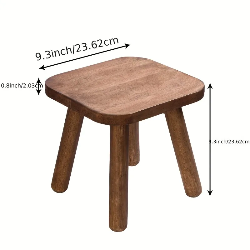 Small Wooden Stool, Well-Balanced, With A Natural Dark Walnut Finish, Simple Design, Suitable For Home, Office Or Plant Display. Small Wooden Stool, Well-Balanced, With A Natural Dark Walnut Finish, Simple Design, Suitable For Home, Office Or Plant Display. - Image 4