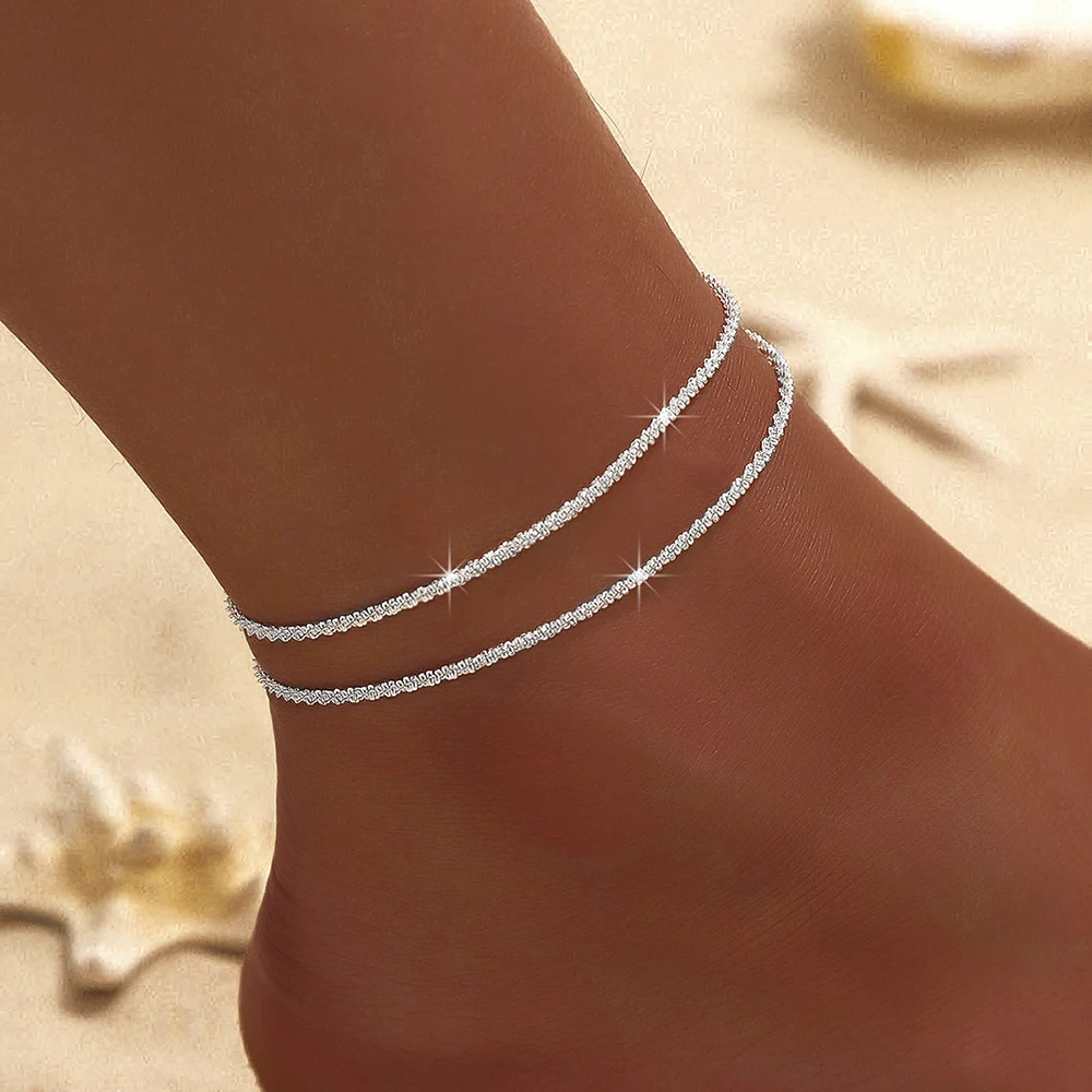 Funkelnde Dünne Kette Fußkettchen Für Frauen Zirkon Herz Kreuz Anhänger Doppelschicht Armband Am Bein Fuß Trendiger Sommer Strand Schmuck Funkelnde Dünne Kette Fußkettchen Für Frauen Zirkon Herz Kreuz Anhänger Doppelschicht Armband Am Bein Fuß Trendiger Sommer Strand Schmuck - Image 4