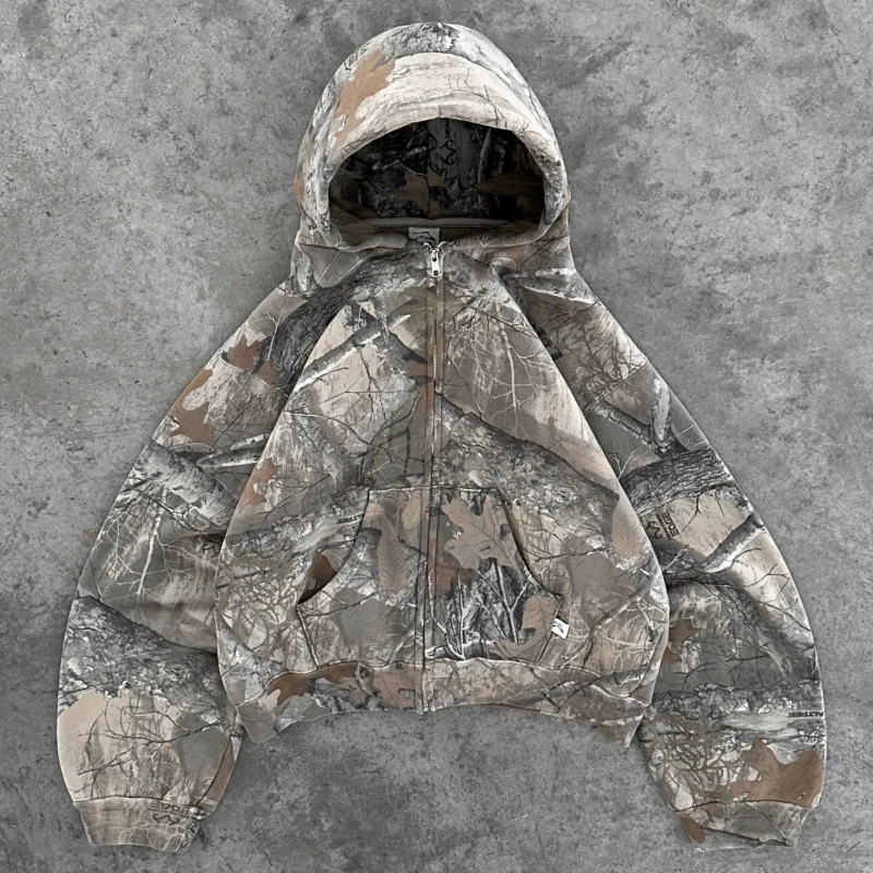 Y2K Retro Zip Up Hoodie Men Camouflage Pattern Zipper Sweatshirt High Street Hip Hop Streetwear Oversized Unisex Camo Hoodie Y2K Retro Zip Up Hoodie Men Camouflage Pattern Zipper Sweatshirt High Street Hip Hop Streetwear Oversized Unisex Camo Hoodie