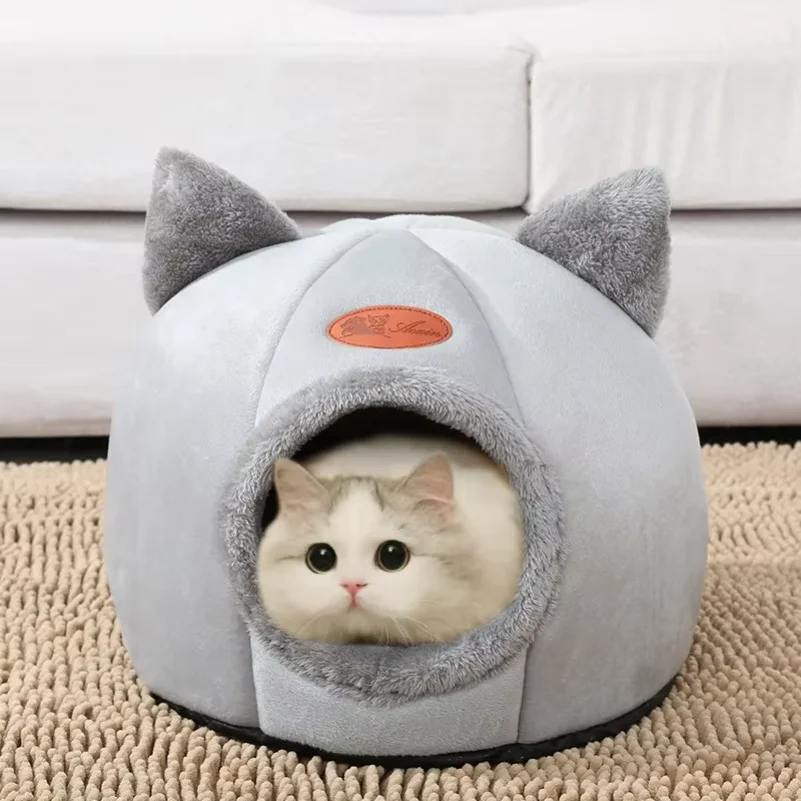 Neues Tiefen-Schlaf-Komfort-Katzenbett Für Den Winter, Kleine Hundehütte, Haustierzelt, Gemütliche Höhlenhöhle, Indoor-Katzenbett Neues Tiefen-Schlaf-Komfort-Katzenbett Für Den Winter, Kleine Hundehütte, Haustierzelt, Gemütliche Höhlenhöhle, Indoor-Katzenbett - Image 2