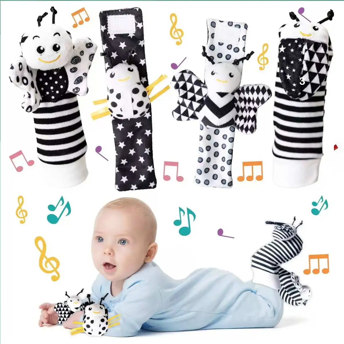 4Pcs Baby Rattle Toys Cute Stuffed Animals Wrist Rattle Foot Finder Socks 0~24 Months For Infant Boy Girl Newborn Gift 4Pcs Baby Rattle Toys Cute Stuffed Animals Wrist Rattle Foot Finder Socks 0~24 Months For Infant Boy Girl Newborn Gift - Image 12