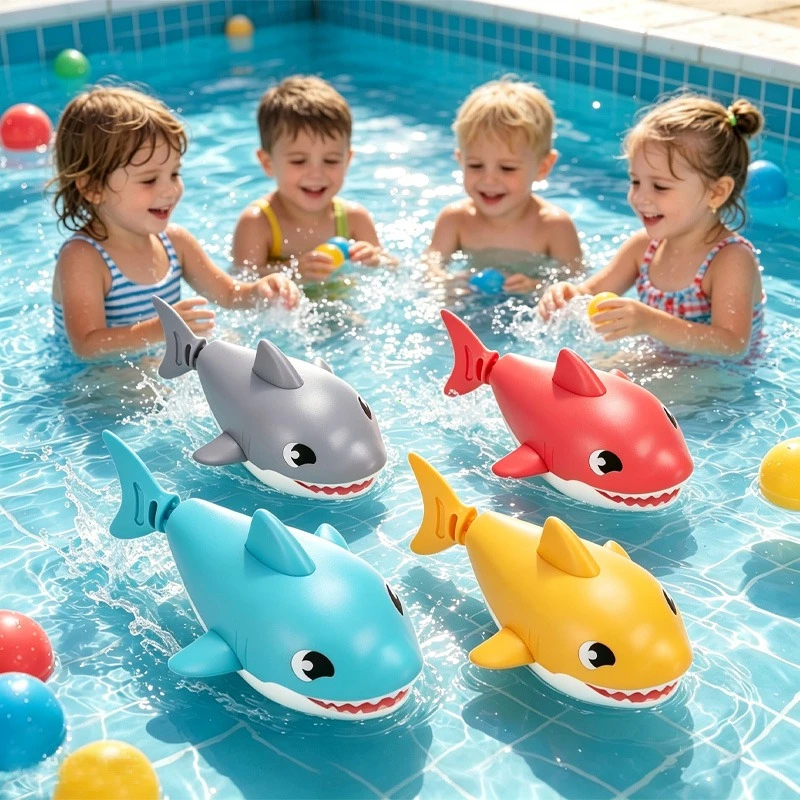 Baby Summer Cartoon Shark Water Play Toy With Wind Up Chain Outdoor Beach Swimming Clockwork Toys Baby Bathroom Toy For Children Baby Summer Cartoon Shark Water Play Toy With Wind Up Chain Outdoor Beach Swimming Clockwork Toys Baby Bathroom Toy For Children