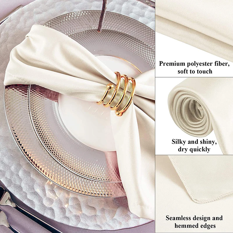 12 Stück 30 X 30 Cm Quadratische Servietten Mit Hemstitch, Satin-Cocktailserviette Für Party, Hochzeit, Tischdecke, Weiche Küchendinner-Servietten 12 Stück 30 X 30 Cm Quadratische Servietten Mit Hemstitch, Satin-Cocktailserviette Für Party, Hochzeit, Tischdecke, Weiche Küchendinner-Servietten - Image 2