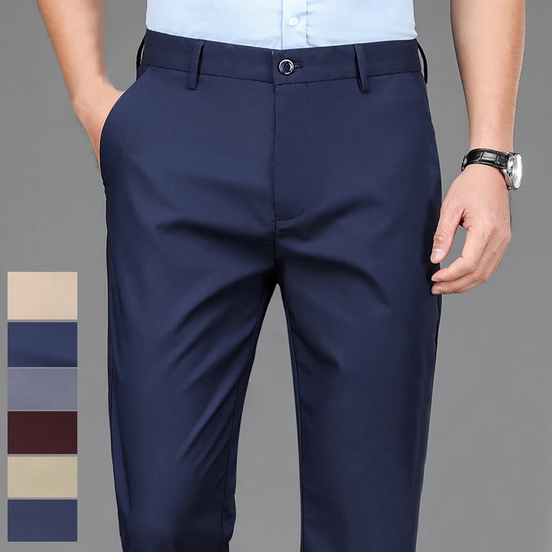 Männliche Hosen Stretch Solid Black Smart Casual Männer Hosen Büro Schnelle Trockene Anzug Hosen Neue Frühling Herbst Koreanische Gerade Hosen Männliche Hosen Stretch Solid Black Smart Casual Männer Hosen Büro Schnelle Trockene Anzug Hosen Neue Frühling Herbst Koreanische Gerade Hosen - Image 5
