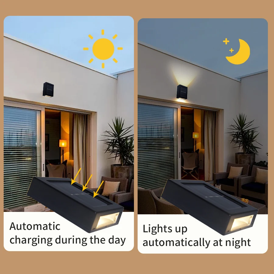 Solarleuchte Für Den Außenbereich, Nach Oben Und Unten, Wandfluterleuchte, Wasserdichte Solarlampe Für Garten, Straße, Landschaft, Balkon, Hof, Veranda, Dekoration Solarleuchte Für Den Außenbereich, Nach Oben Und Unten, Wandfluterleuchte, Wasserdichte Solarlampe Für Garten, Straße, Landschaft, Balkon, Hof, Veranda, Dekoration - Image 4