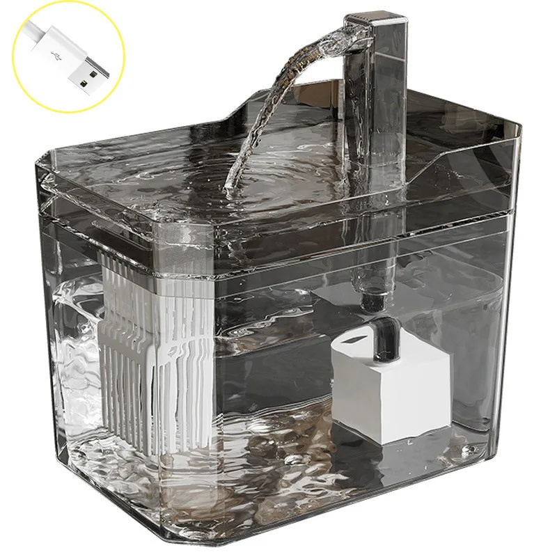 Cat Water Fountain With Auto Filter Transparent Anti-Dry Burning Recirculating Dispenser Includes Pump For Cats Cat Water Fountain With Auto Filter Transparent Anti-Dry Burning Recirculating Dispenser Includes Pump For Cats - Image 8