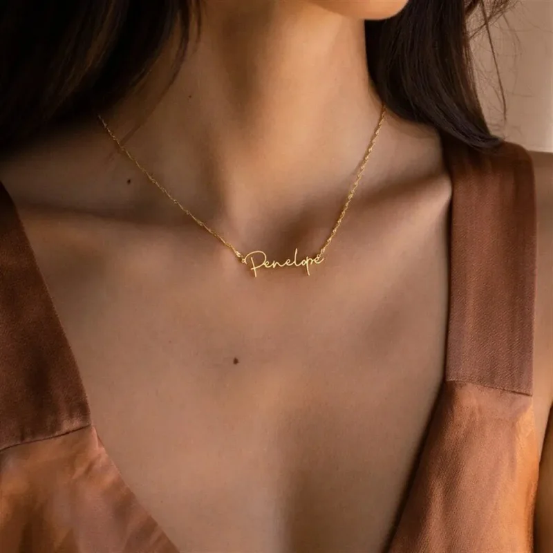 Benutzerdefinierte Name Wasser Welligkeit Halskette Personalisierte Edelstahl Paar Schlüsselbein Kette Geburtstag Frauen Schmuck Geschenk Großhandel Benutzerdefinierte Name Wasser Welligkeit Halskette Personalisierte Edelstahl Paar Schlüsselbein Kette Geburtstag Frauen Schmuck Geschenk Großhandel - Image 3