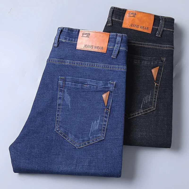 Männer Mode Gerade Jeans Männer 2025, Neue Stretch Slim Fit Hosen Bequeme Weiche Business Denim Hosen Männliche Marke Kleidung Männer Mode Gerade Jeans Männer 2025, Neue Stretch Slim Fit Hosen Bequeme Weiche Business Denim Hosen Männliche Marke Kleidung - Image 2