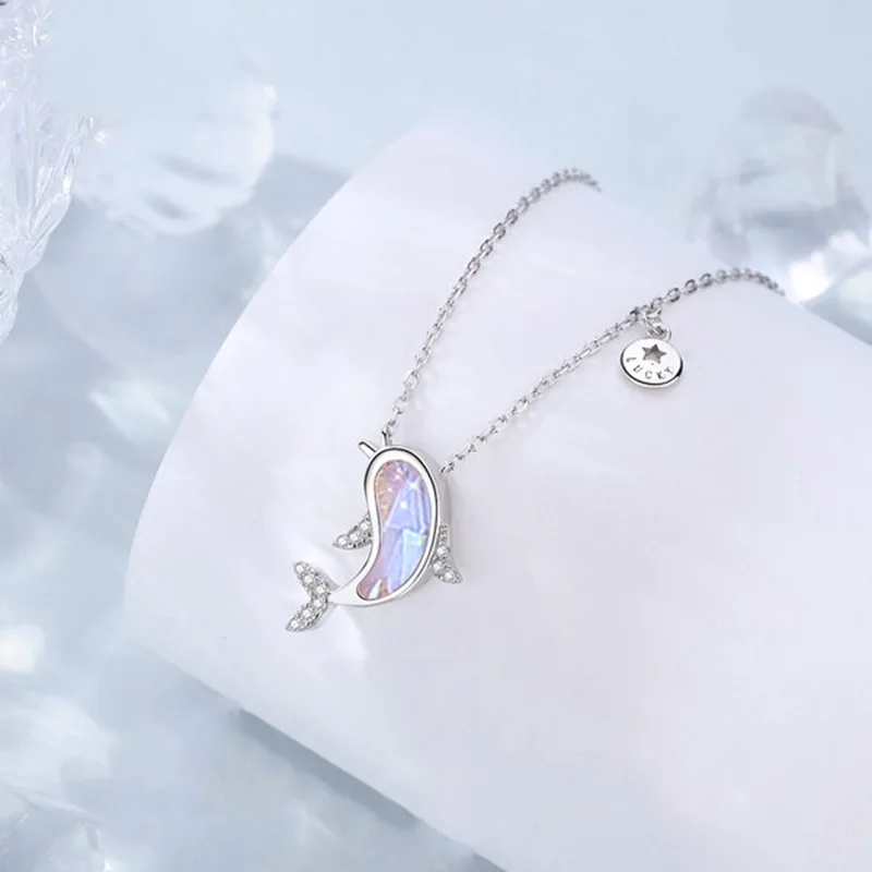 Mode Echt 925 Sterling Silber Schöne Delphin Anhänger Frauen Halskette Zubehör Party Hochzeit Geburtstag Jahrestag Geschenk Mode Echt 925 Sterling Silber Schöne Delphin Anhänger Frauen Halskette Zubehör Party Hochzeit Geburtstag Jahrestag Geschenk - Image 2