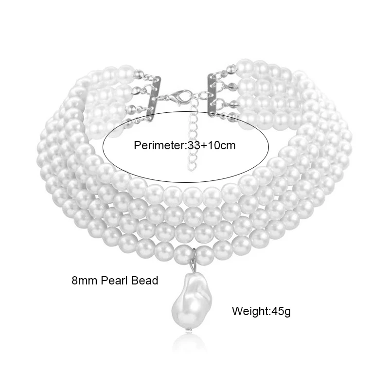 Klassische Geschichtete Strang Runde Perlen Perlen Kragen Halsband Halskette Für Frauen Unregelmäßige Barocke Perle Anhänger Hochzeit Halskette Geschenk Klassische Geschichtete Strang Runde Perlen Perlen Kragen Halsband Halskette Für Frauen Unregelmäßige Barocke Perle Anhänger Hochzeit Halskette Geschenk - Image 5