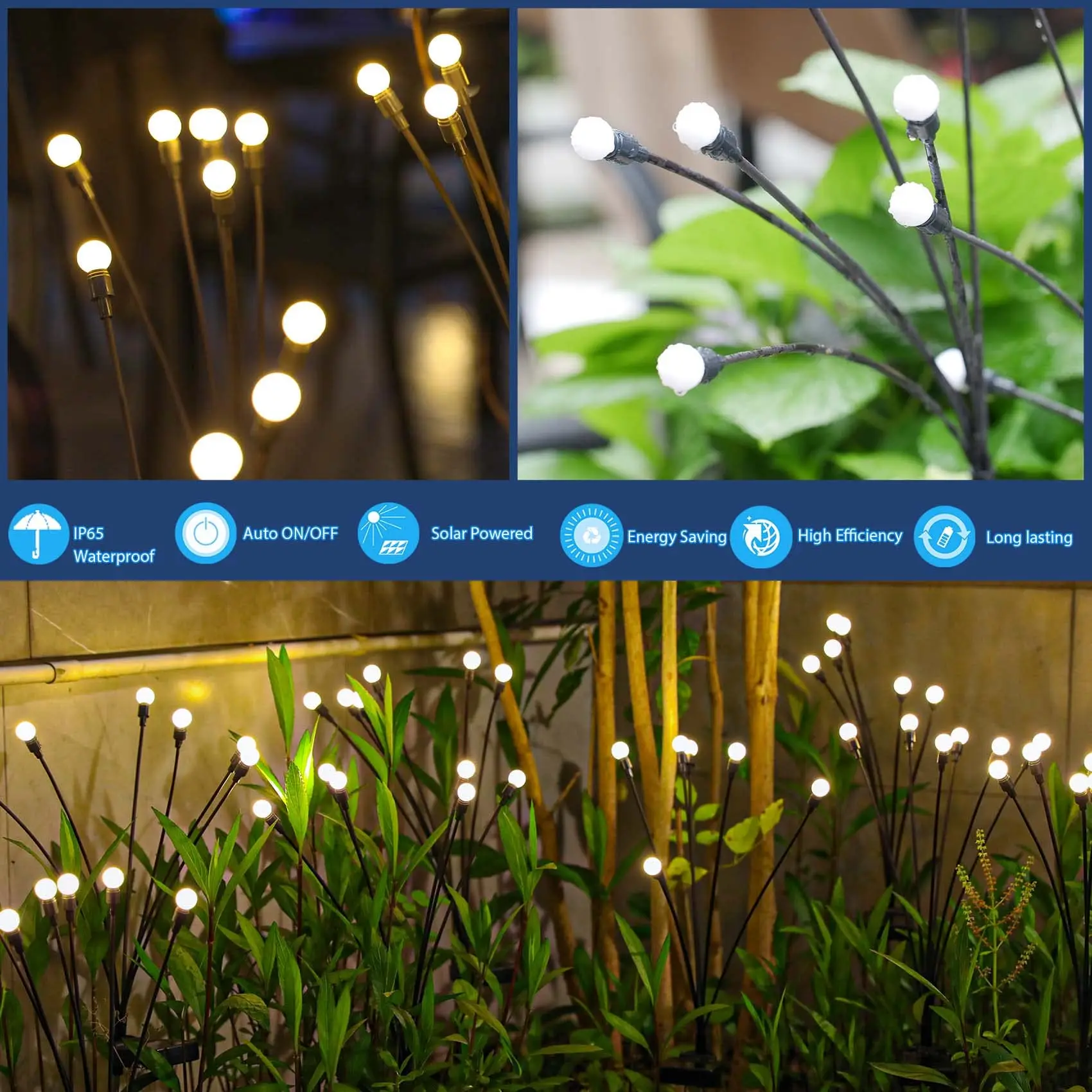 6/8/10 Led Solarbetriebene Gartenleuchten Glühwürmchen-Lichter Für Den Außenbereich, Wasserdicht, Lebendige Schwankende Lichter Für Terrassen-Wegendekoration 6/8/10 Led Solarbetriebene Gartenleuchten Glühwürmchen-Lichter Für Den Außenbereich, Wasserdicht, Lebendige Schwankende Lichter Für Terrassen-Wegendekoration - Image 5