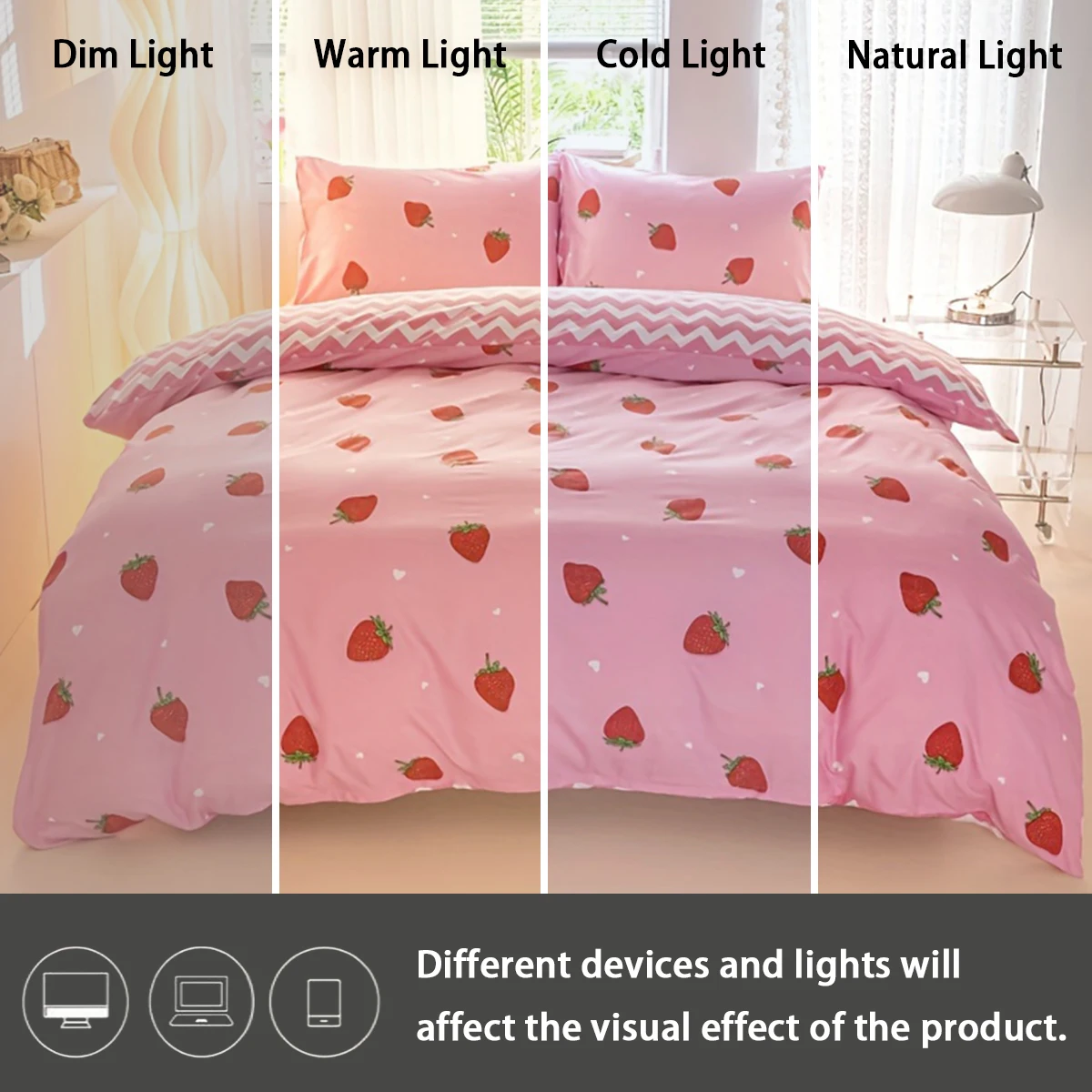3Pcs/Set Small Strawberry Print Duvet Cover Set(1 Duvet Cover &Amp; 2 Pillowcase)Soft And Skin-Friendly Duvet Cover Bedding Set 3Pcs/Set Small Strawberry Print Duvet Cover Set(1 Duvet Cover &Amp; 2 Pillowcase)Soft And Skin-Friendly Duvet Cover Bedding Set - Image 6
