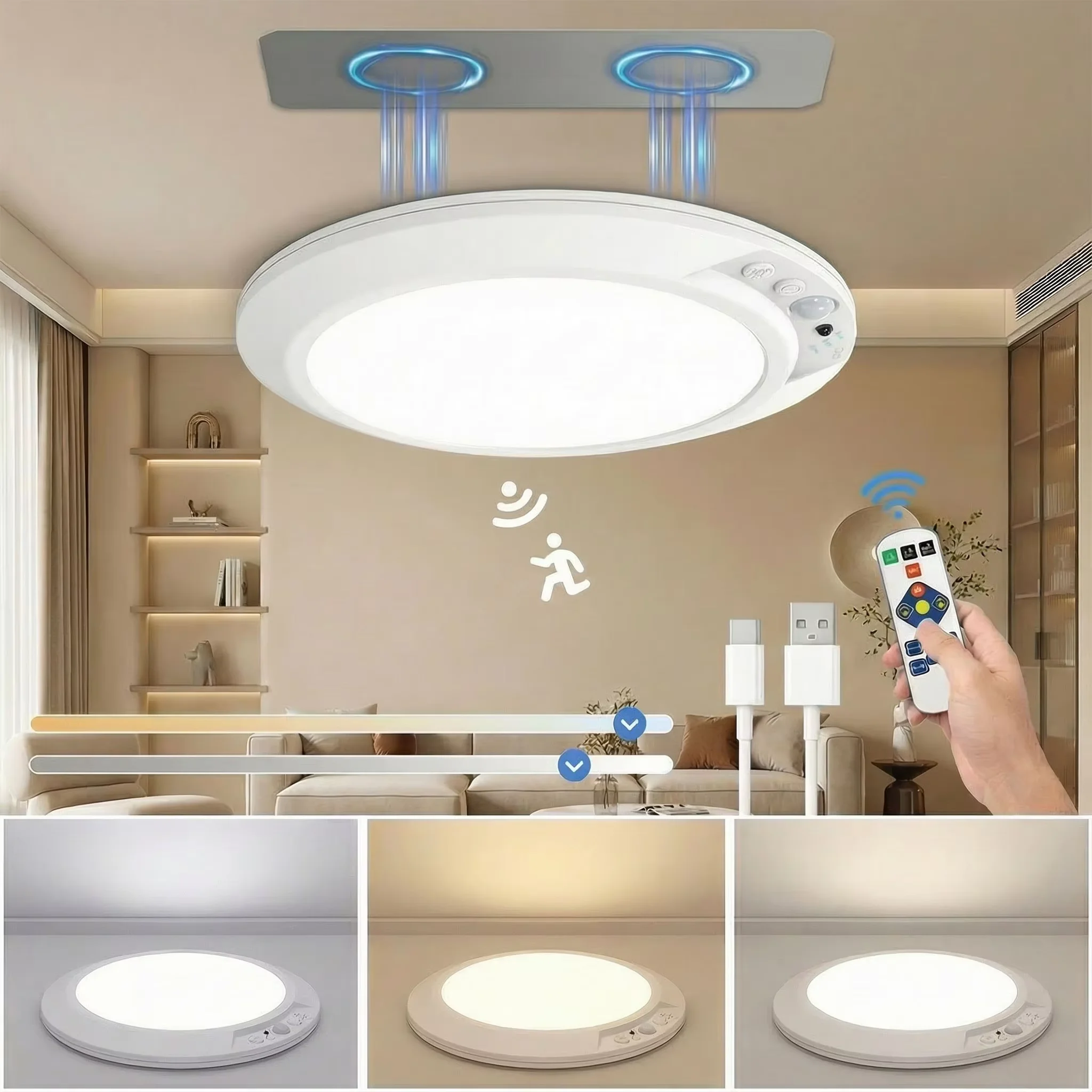 Rgb &Amp; Warmweiße Bewegungssensor-Deckenleuchte, Usb-C Aufladbare Fernbedienbare Led-Lampe, Magnetisch Kabellos Für Küche Und Schrank Rgb &Amp; Warmweiße Bewegungssensor-Deckenleuchte, Usb-C Aufladbare Fernbedienbare Led-Lampe, Magnetisch Kabellos Für Küche Und Schrank - Image 8
