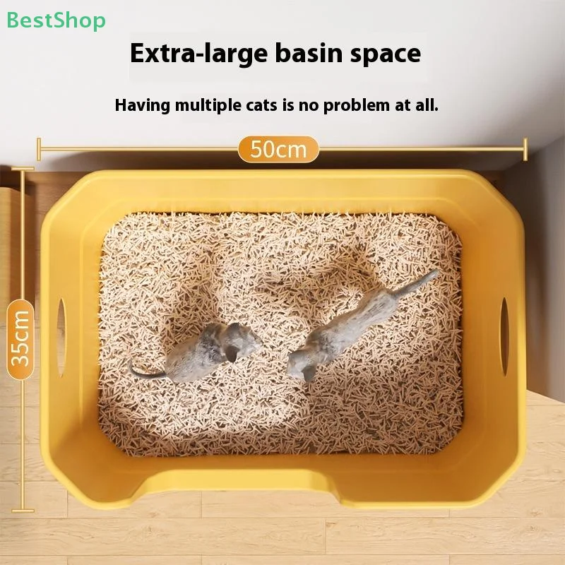 ♥Extra Large Cat Litter Box;Semi-Enclosed &Amp; Open Design, Anti-Splash Cat Toilet With High Sides ♥Extra Large Cat Litter Box;Semi-Enclosed &Amp; Open Design, Anti-Splash Cat Toilet With High Sides - Image 4