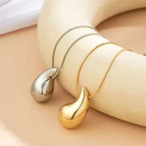 Neue Mode Gold Farbe Halskette für Frauen Schmuck Metall Vintage Wasser tropfen Anhänger Halskette Geburtstags geschenk