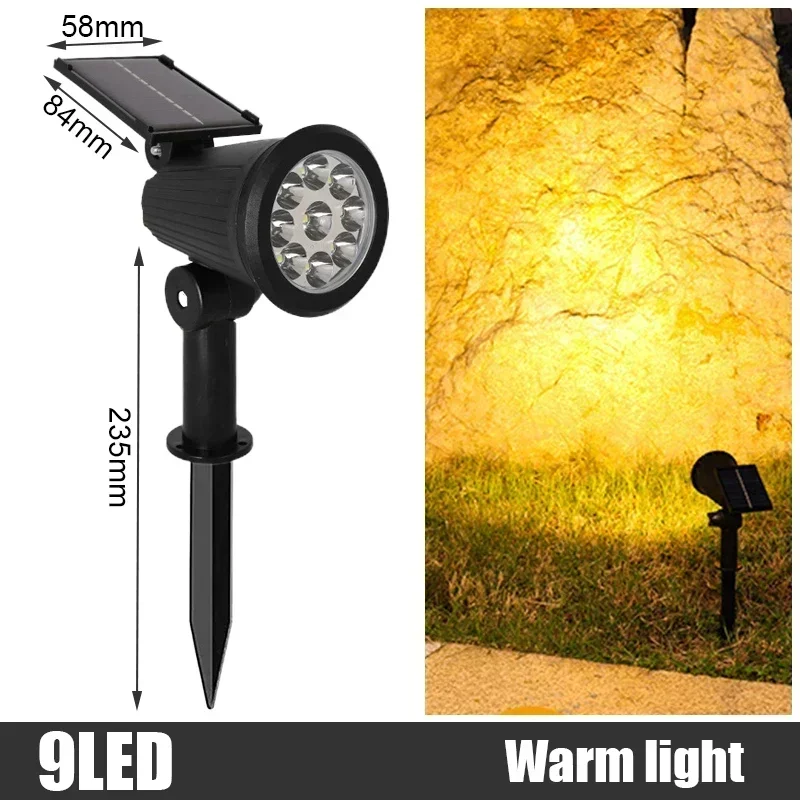 9-Led Solar-Landschaftsstrahler Rgb – Ip65 Wasserdichte Außenbeleuchtung Mit Einstellbarer Helligkeit Für Garten, Hof Und Palmen 9-Led Solar-Landschaftsstrahler Rgb – Ip65 Wasserdichte Außenbeleuchtung Mit Einstellbarer Helligkeit Für Garten, Hof Und Palmen - Image 7