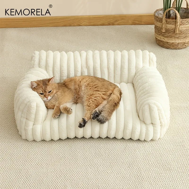1Pcs Cat Sofa Bed-Soft Polyester Pet Bed With Striped Design, Breathable For All Seasons,Suitable For Small To Medium Cat 1Pcs Cat Sofa Bed-Soft Polyester Pet Bed With Striped Design, Breathable For All Seasons,Suitable For Small To Medium Cat - Image 3