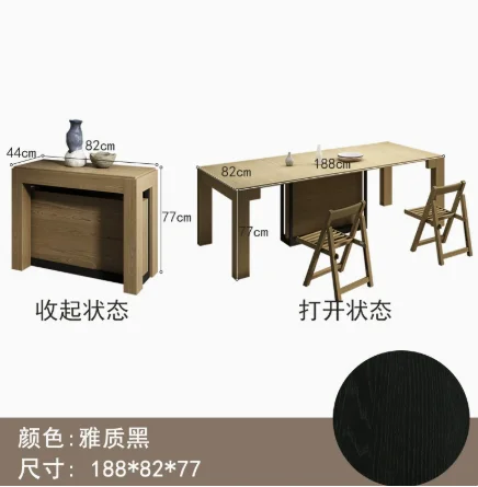 Solid Wood Folding Dining Table, Retractable, Nordic, Rectangular Foldable, Household, Apartment Invisible Dining Customizable Solid Wood Folding Dining Table, Retractable, Nordic, Rectangular Foldable, Household, Apartment Invisible Dining Customizable - Image 11