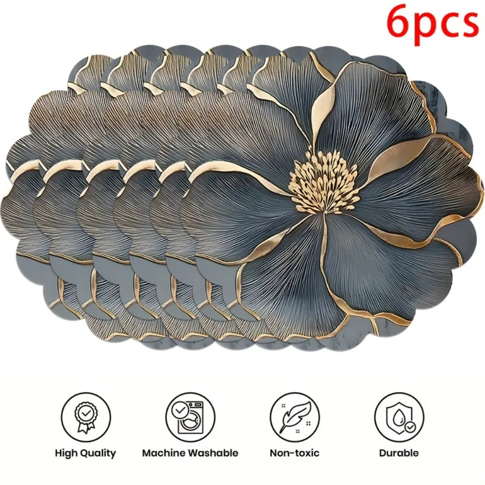 Vikama 6-Teiliges Rundes Tischset-Set, Rutschfeste Tischsets, Florale Tischsets Für Esstische, Küchen Und Heimdekoration Vikama 6-Teiliges Rundes Tischset-Set, Rutschfeste Tischsets, Florale Tischsets Für Esstische, Küchen Und Heimdekoration - Image 2