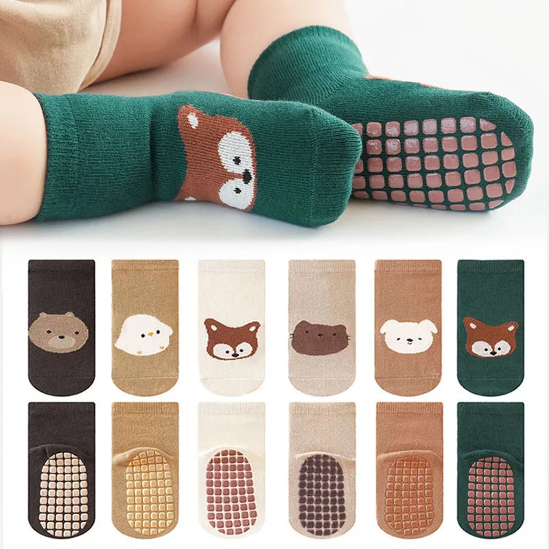 6 Pairs Kids Non-Slip Socks Cute Cartoon Fox And Bear Pattern Childrens Boys Girls Floor Socks Comfortable For Toddler 6 Pairs Kids Non-Slip Socks Cute Cartoon Fox And Bear Pattern Childrens Boys Girls Floor Socks Comfortable For Toddler
