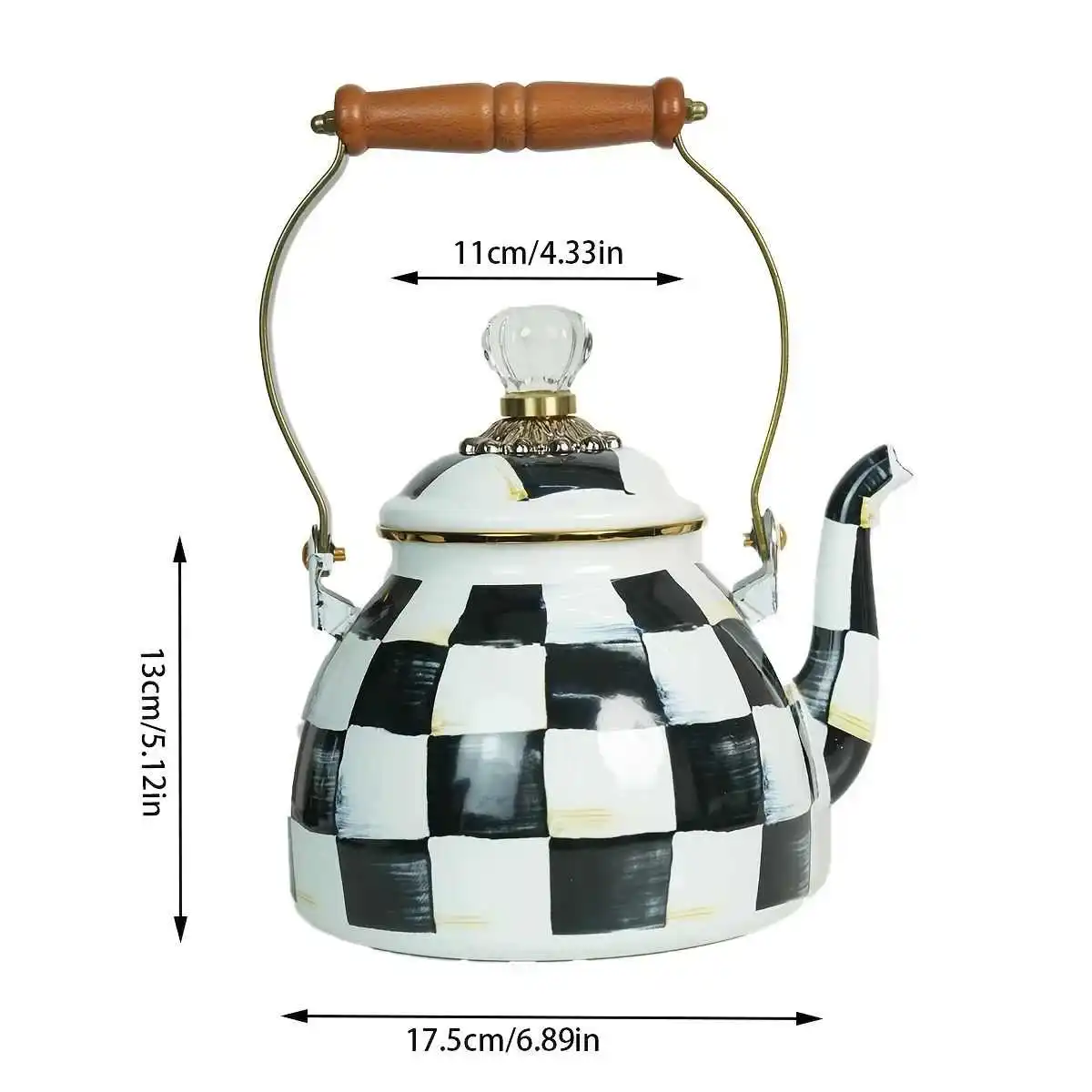2,5 Quart Emaille Teekanne – Vintage Teekessel Mit Griff Für Herd, Tee Und Kaffee 2,5 Quart Emaille Teekanne – Vintage Teekessel Mit Griff Für Herd, Tee Und Kaffee - Image 2