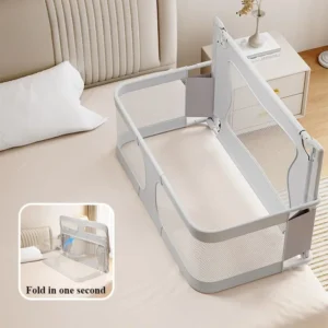 Baby-Nachttisch-Stubenwagen, faltbare Bettseite, Baby-Stubenwagen, tragbares Kinderbett, atmungsaktives und sichtbares Netzfenster, weicher, waschbarer Liner-Abdeckung